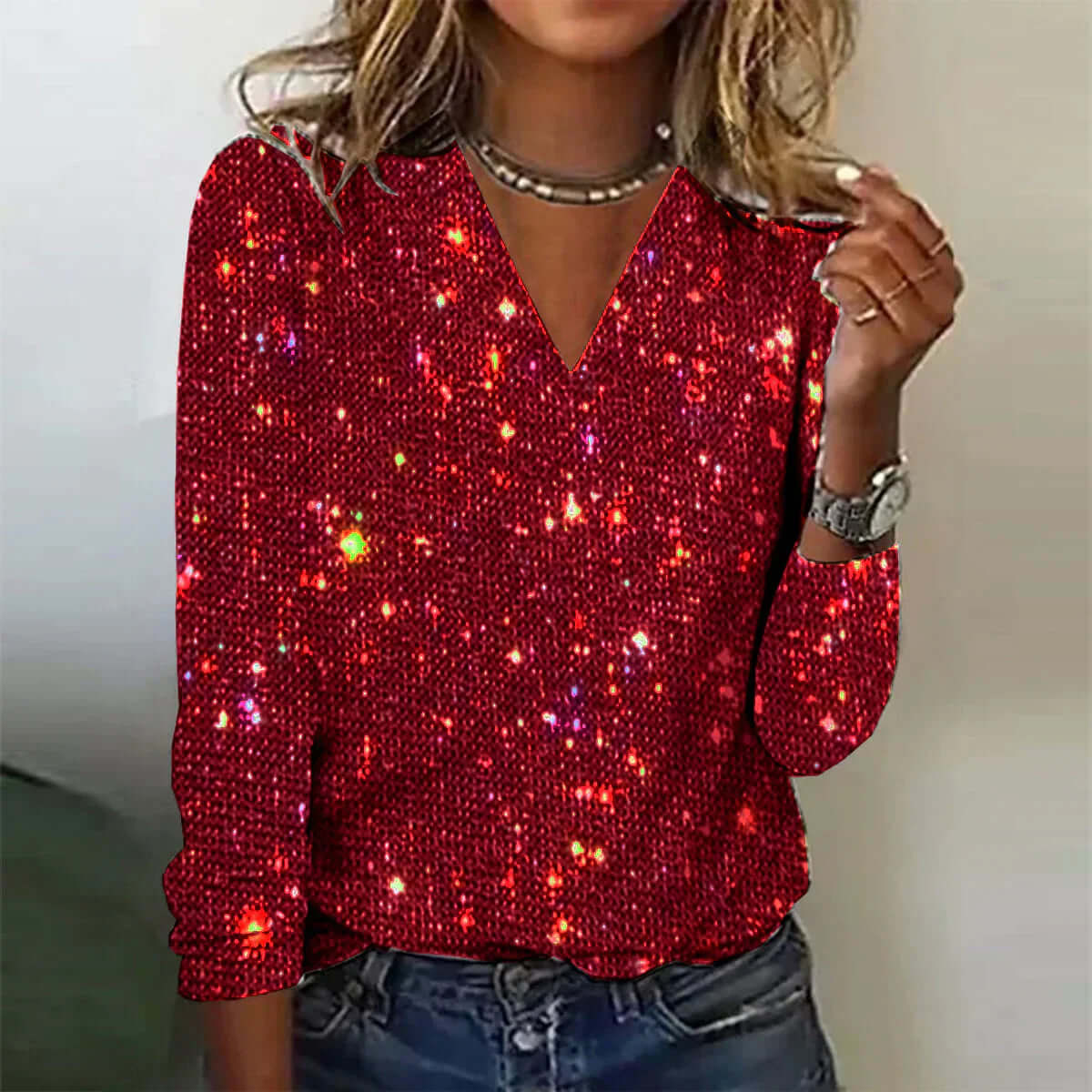 Bonnie | Sparkling Jumper With V-neckline