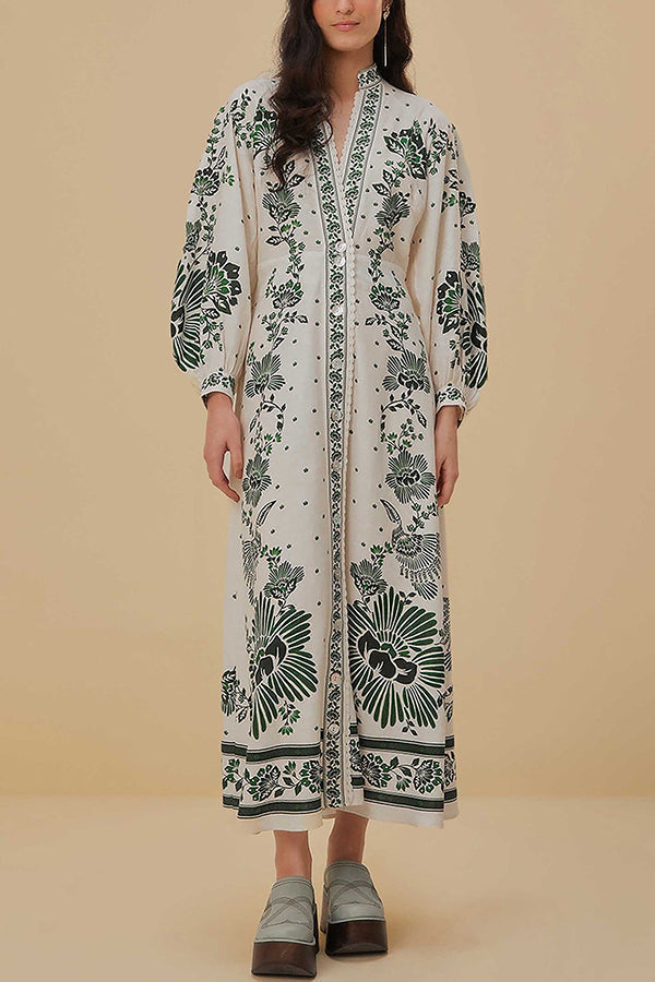 Amy | Unique Print Long Sleeve Maxi Dress