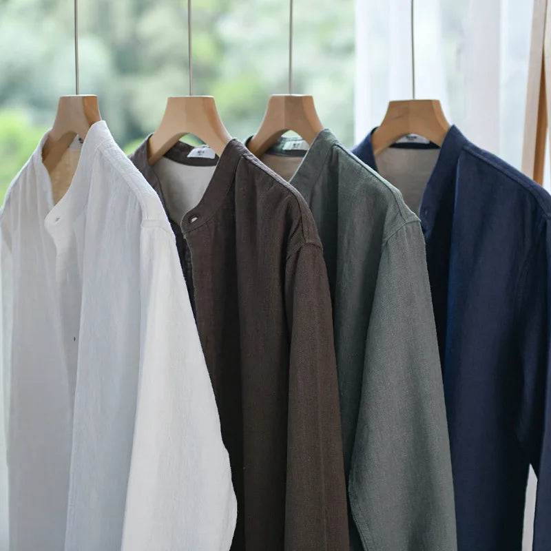 David | Round neck linen shirt