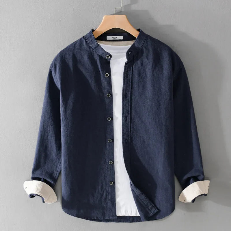 David | Round neck linen shirt