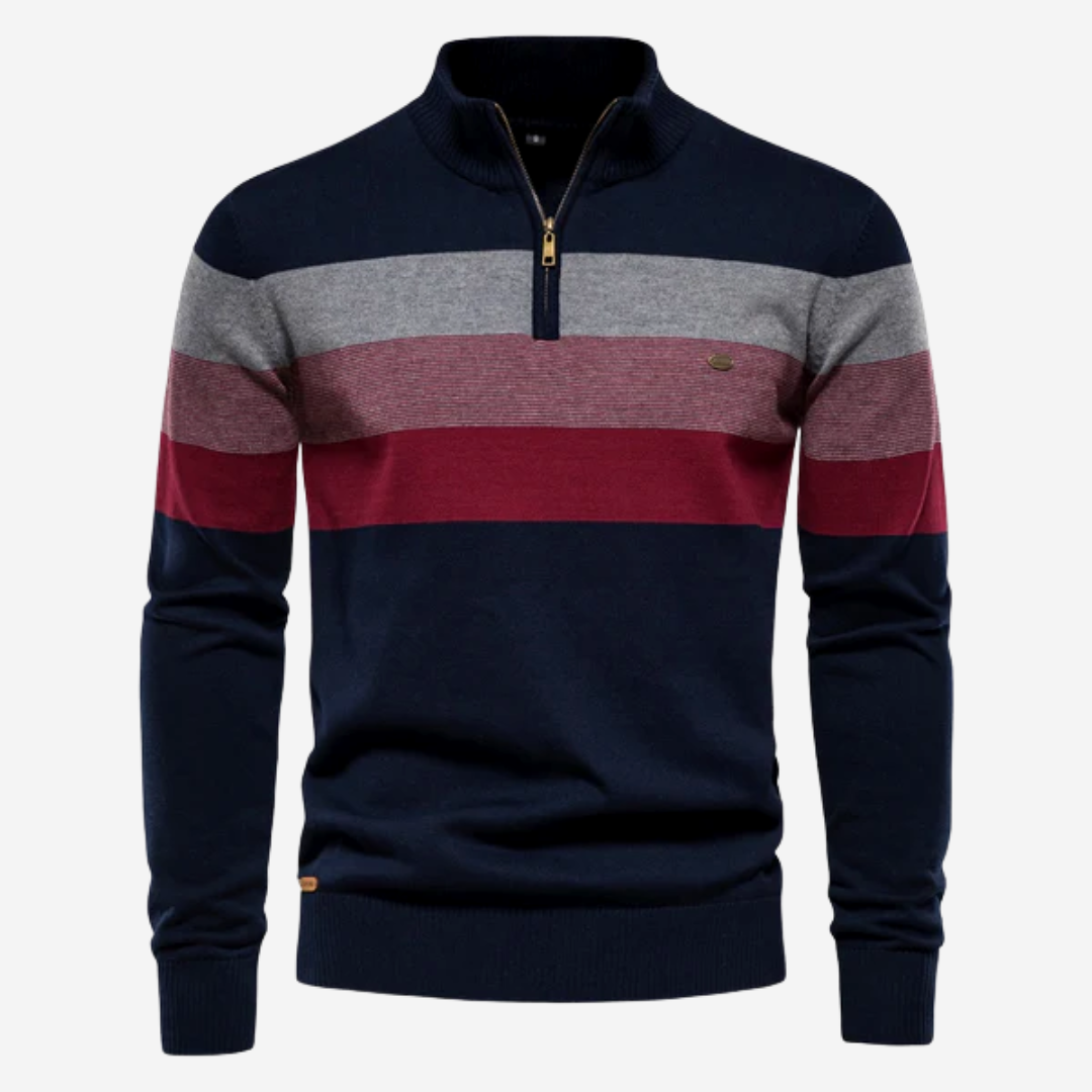 Alfie | Striped sweater with quarter zip