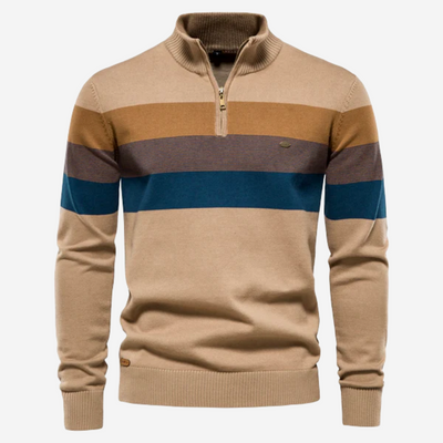 Alfie | Striped sweater with quarter zip