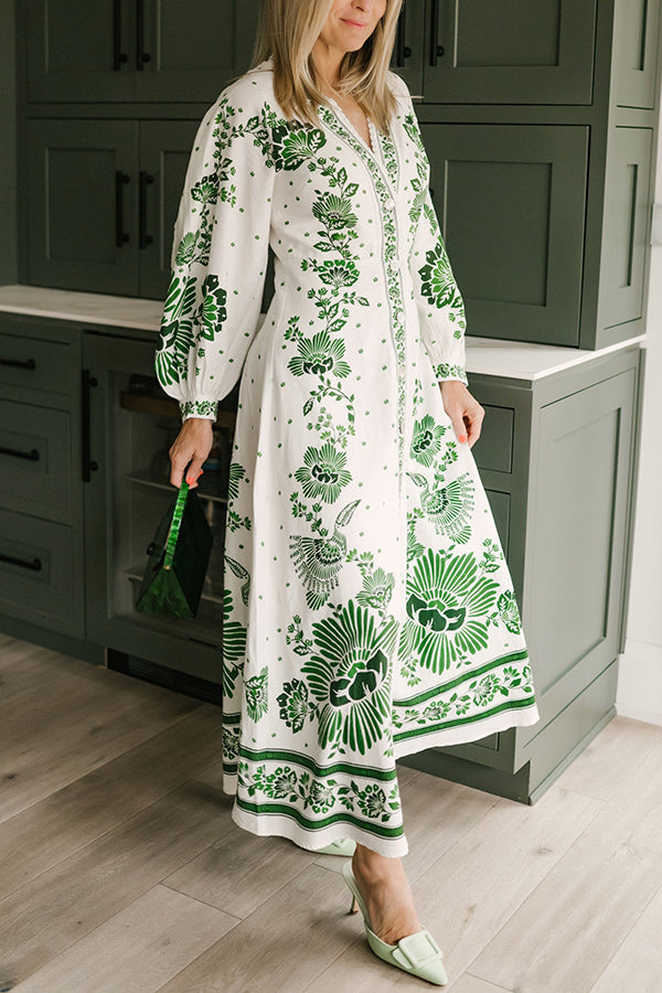 Amy | Unique Print Long Sleeve Maxi Dress