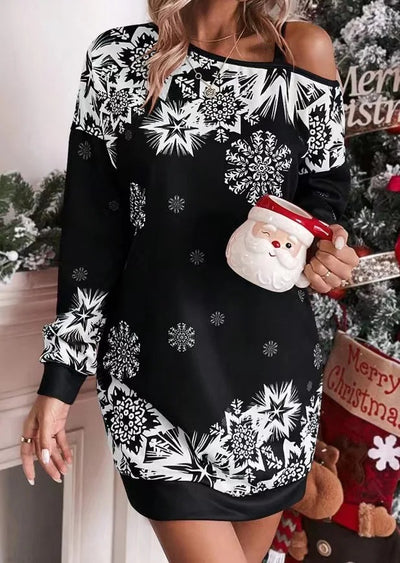 Tonya | Christmas Snowflake Print Dress