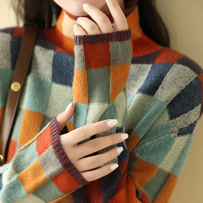 Charlotte | Colorful Patchwork Turtleneck Sweater