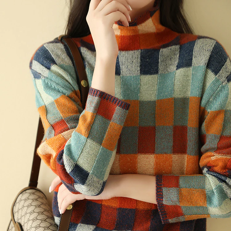 Charlotte | Colorful Patchwork Turtleneck Sweater