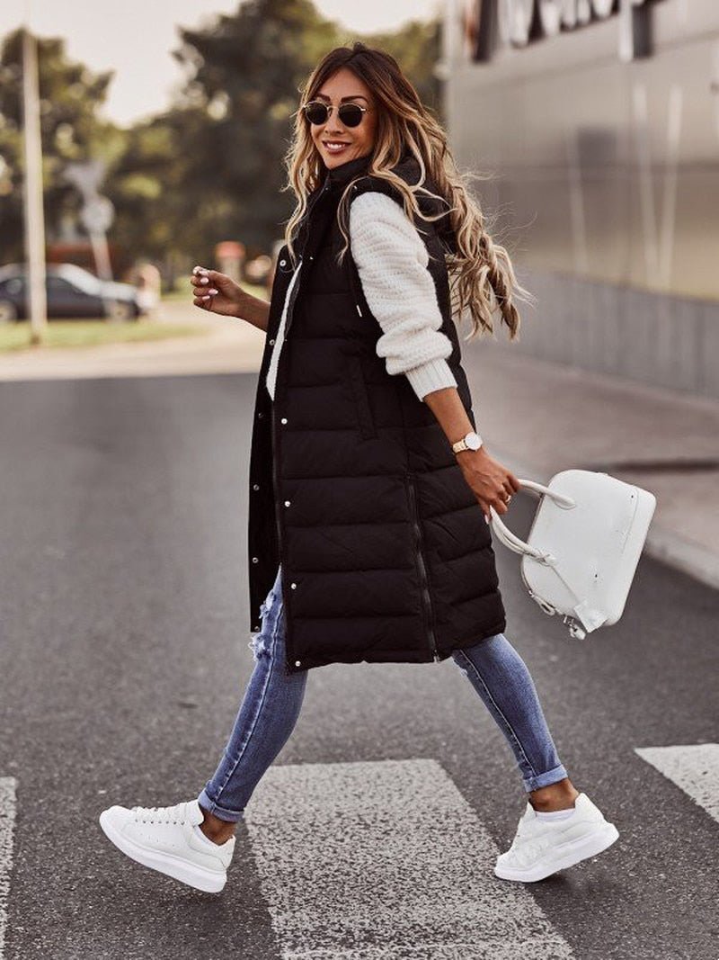 Freya | Knee-length quilted vest