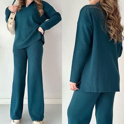 Janet | Two-piece knit suit with V-neckline