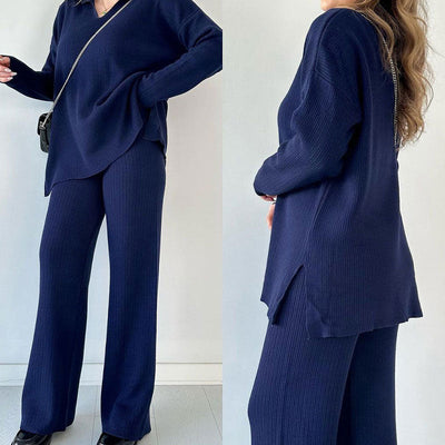 Janet | Two-piece knit suit with V-neckline