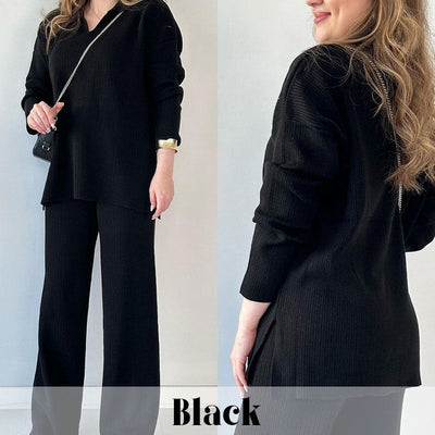 Janet | Two-piece knit suit with V-neckline