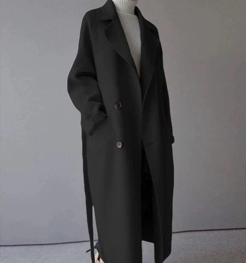 VORINATimeless Long Wool Coat – Elegant Double - BreastedWomen Jacket