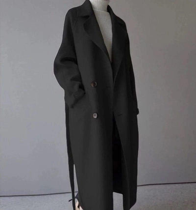 VORINATimeless Long Wool Coat – Elegant Double - BreastedWomen Jacket